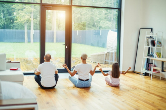 family in home gym